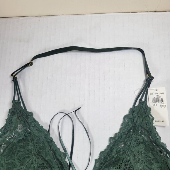 2 Aeries Women Green Floral Lace & Ribbed Bralettes Size Large - Picture 5 of 16